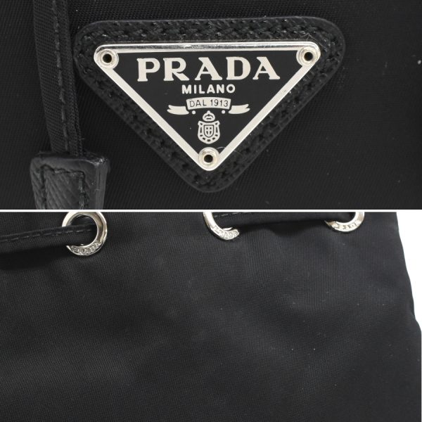 5000105884103312 9 Prada Wristlet Bucket Pouch Nylon Leather Black