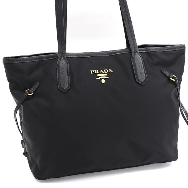 5000105884103318 1 Prada shoulder tote bag nylon black gold hardware