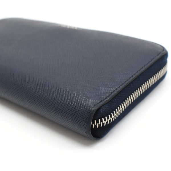 5000105884103342 5 Prada Round Zip Long Wallet Saffiano Leather Navy