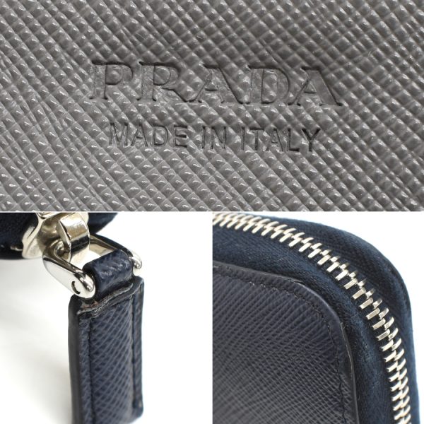 5000105884103342 9 Prada Round Zip Long Wallet Saffiano Leather Navy