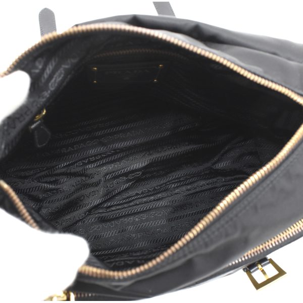 5000105884103349 8 Prada Shoulder Bag Crossbody Triangle Plate Triangle Logo Nylon Leather Black