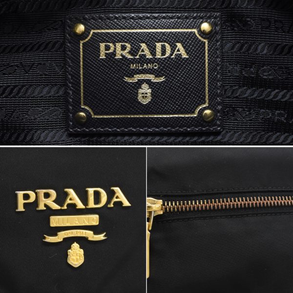 5000105884103349 9 Prada Shoulder Bag Crossbody Triangle Plate Triangle Logo Nylon Leather Black