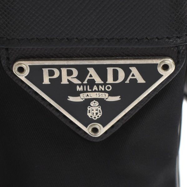 5000105884103367 9 Prada Shoulder Bag Pochette Triangle Plate Logo Nylon Leather Black