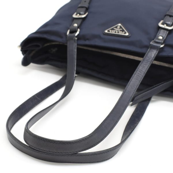 5000105884103368 7 Prada tote bag shoulder triangle plate logo nylon leather navy