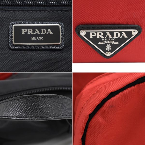 5000105884103394 9 Prada backpack rucksack Tessuto nylon red black triangle logo plate