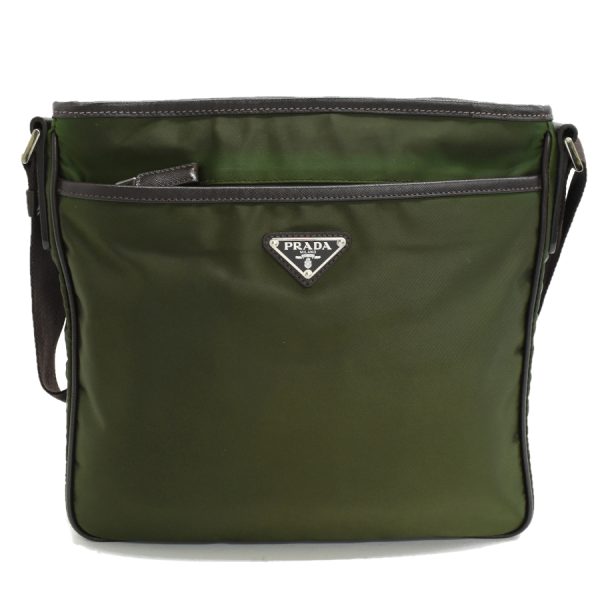 5000105884103395 3 Prada Shoulder Tessuto Saffiano Mimetico Green Triangle Logo Plate