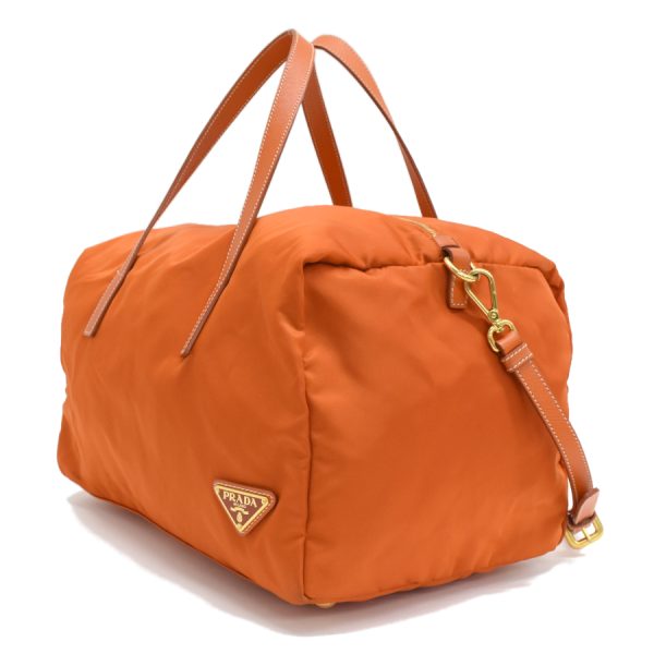 5000105884103411 2 Prada VELA COLOR nylon PAPAYA orange triangle logo plate