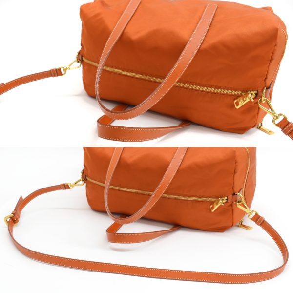 5000105884103411 7 Prada VELA COLOR nylon PAPAYA orange triangle logo plate