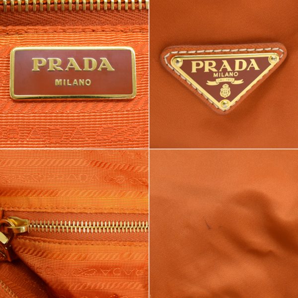 5000105884103411 9 Prada VELA COLOR nylon PAPAYA orange triangle logo plate