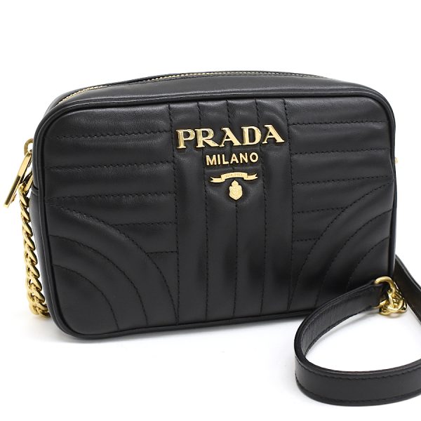 5000105884103433 1 Prada Diagram Crossbody Chain Shoulder Bag Soft Calf Leather Nero Black