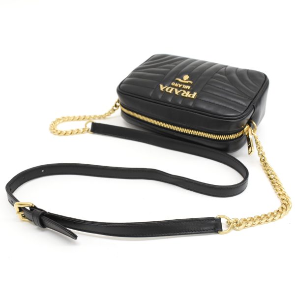 5000105884103433 7 Prada Diagram Crossbody Chain Shoulder Bag Soft Calf Leather Nero Black