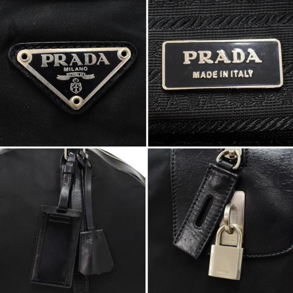 5000105884103455 9 Prada Travel Bag 2way Boston Bag Nylon Leather Black