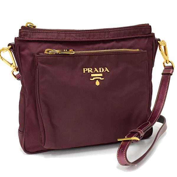 5000105884103459 1 Prada Crossbody Shoulder Bag Nylon Leather Bordeaux