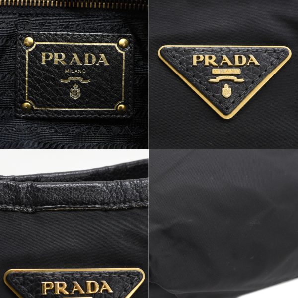 5000105884103506 9 Prada 2way Handbag Nylon Leather Black