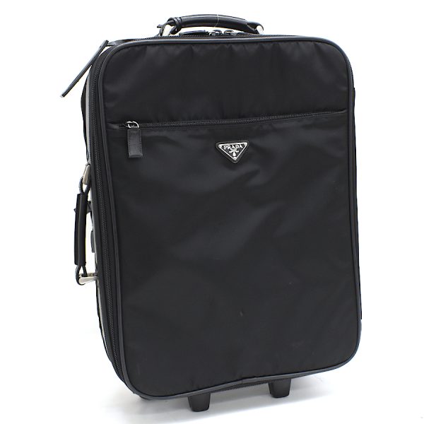 5000105884103507 1 Prada Suitcase Carry Bag Nylon Leather Black