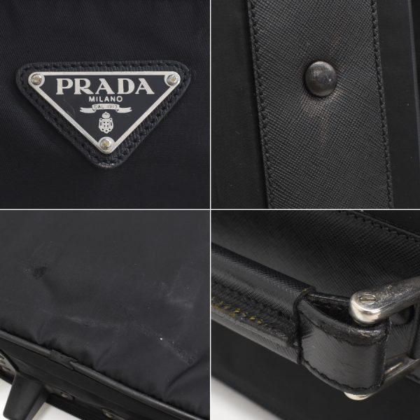 5000105884103507 9 Prada Suitcase Carry Bag Nylon Leather Black