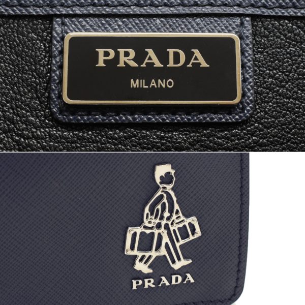 5000105884103535 9 Prada Clutch Bag Saffiano Leather Navy