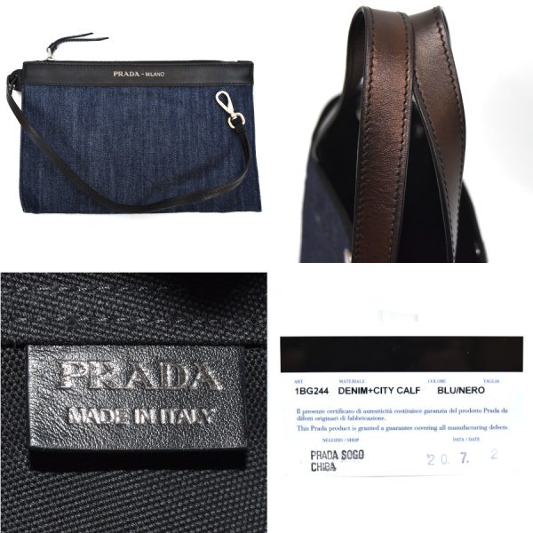 5000105884500403 9 Prada 2WAY Bag Tote Bag with Pouch Denim Blue