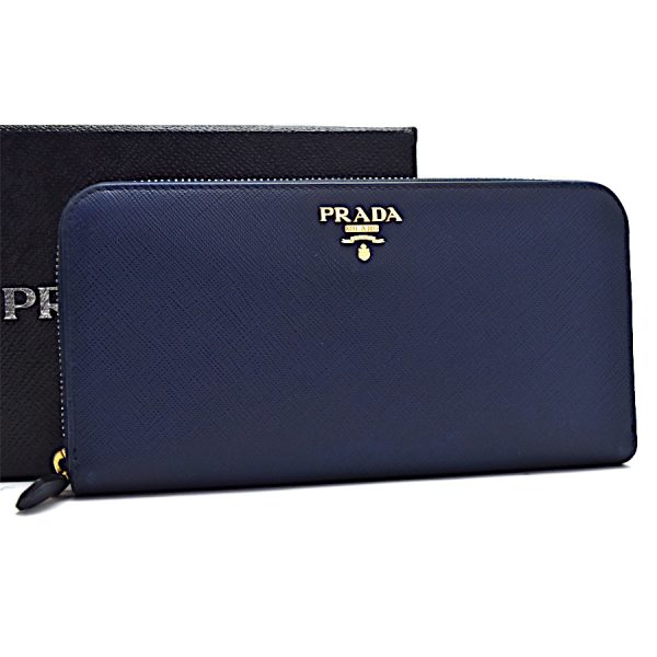 5000106884500089 1 Prada Long Wallet Saffiano Leather Navy