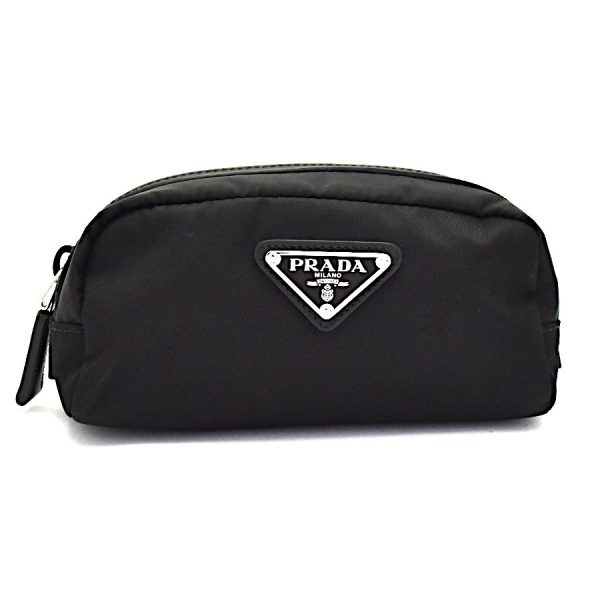 5000107889300060 1 Prada Cosmetic Pouch Nylon Leather Black