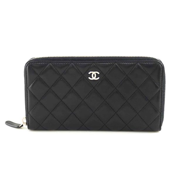 50017 1 Chanel Round Zipper Long Wallet Lambskin