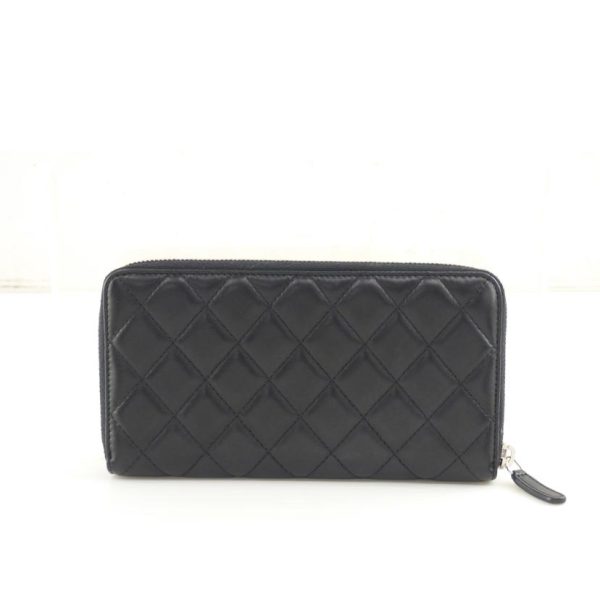 50017 2 Chanel Round Zipper Long Wallet Lambskin