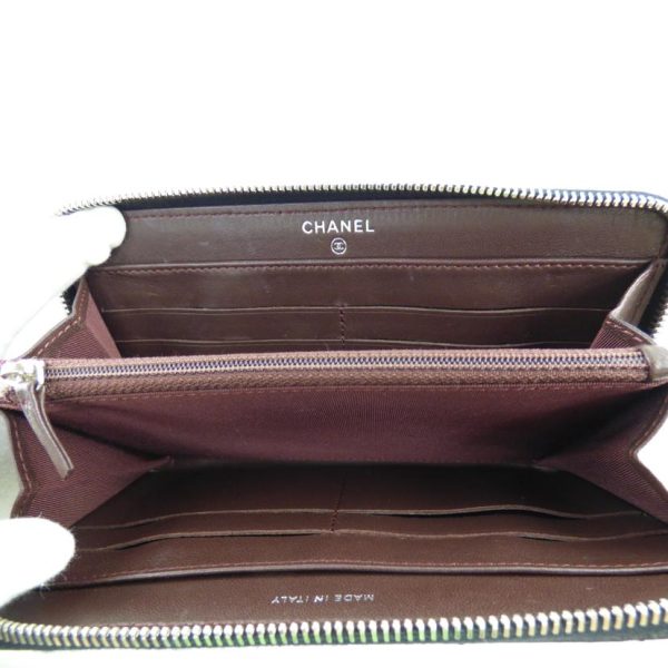 50017 4 Chanel Round Zipper Long Wallet Lambskin