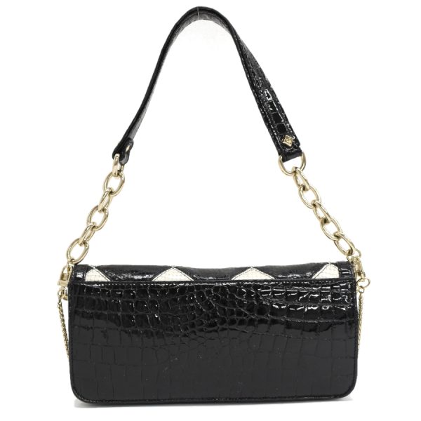 5002235884109090 3 MCM 3way chain Shoulder bag crocodile embossed enamel black