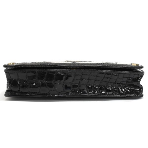 5002235884109090 4 MCM 3way chain Shoulder bag crocodile embossed enamel black