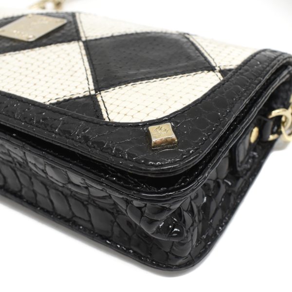 5002235884109090 5 MCM 3way chain Shoulder bag crocodile embossed enamel black