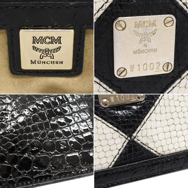 5002235884109090 9 MCM 3way chain Shoulder bag crocodile embossed enamel black