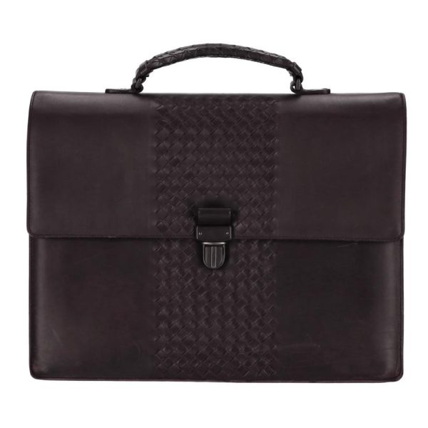 50060 1 Bottega Veneta Intrecciato Leather Brief Bag Black