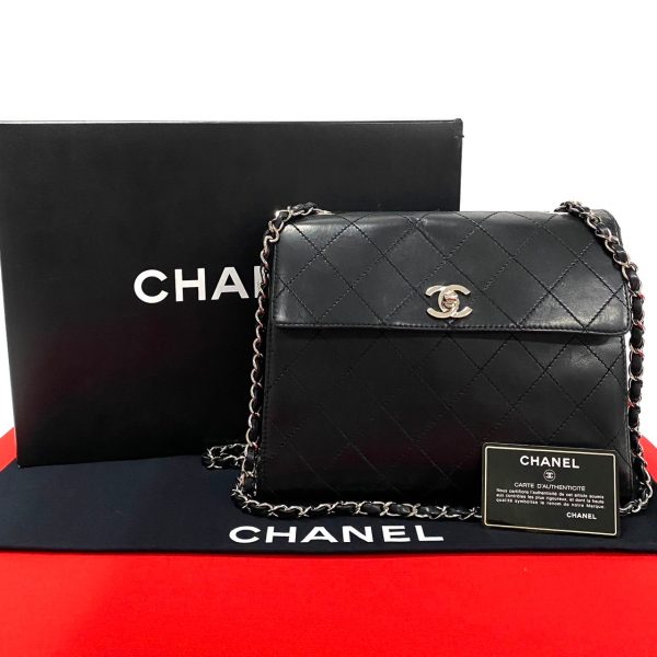 500a243459289 1 Chanel Matelasse Lambskin Chain Shoulder Bag Black