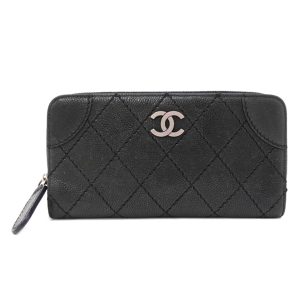 50123 1 Chanel Classic Zip Coin Purse Coin Case Matelasse Caviar Skin Black