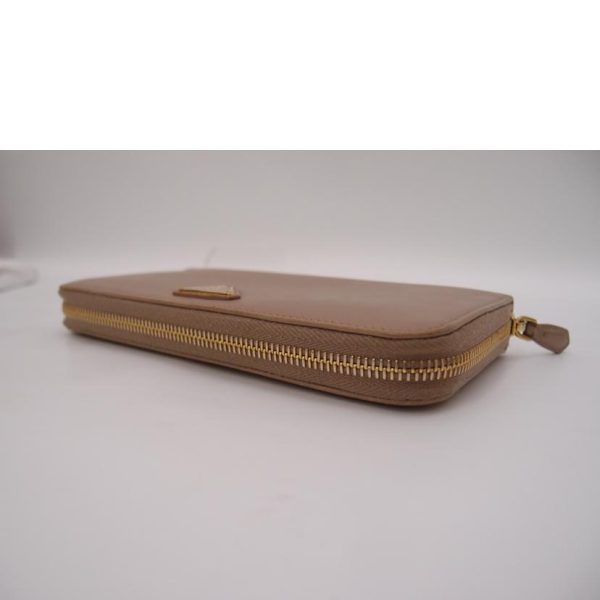 50254 3 PRADA Prada Saffiano Leather Round Zipper Long Wallet Bag Beige