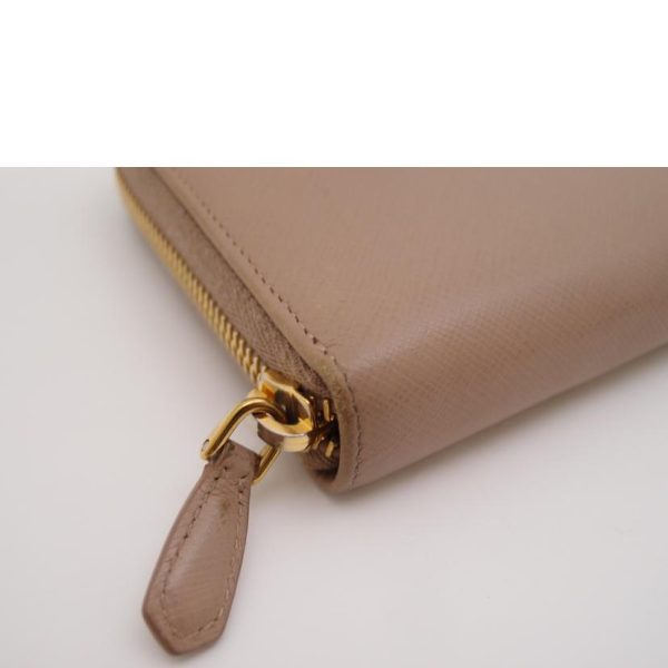 50254 7 PRADA Prada Saffiano Leather Round Zipper Long Wallet Bag Beige