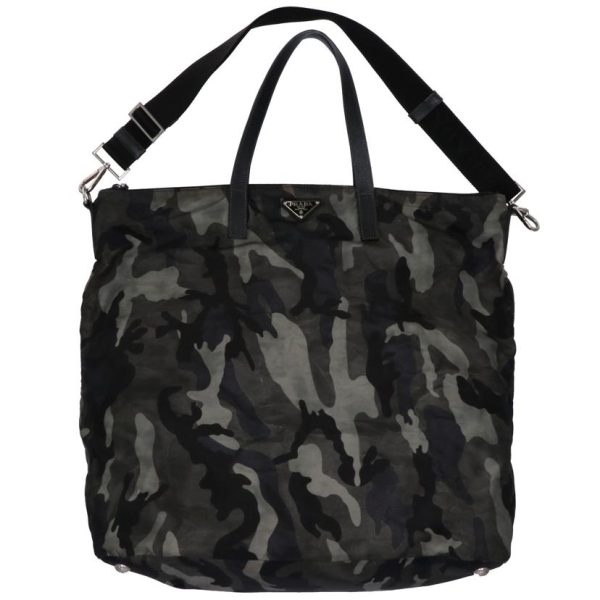 50312 1 PRADA Nylon Camouflage 2 Way Tote Bag Black