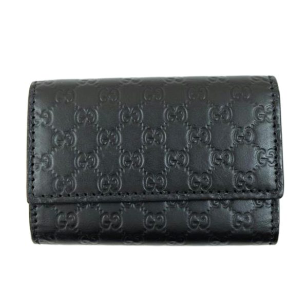 50493 1 Gucci Micro Gucci Shima Leather 6 Key Case Black