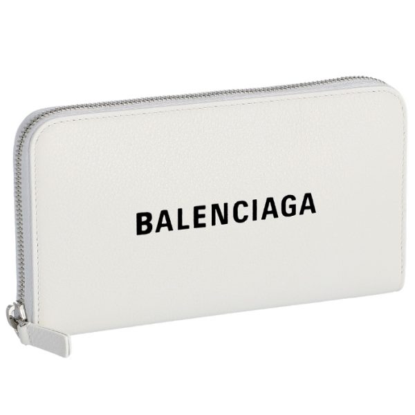 505052dlqhn9060 Balenciaga Everyday Long Wallet Round Zip White