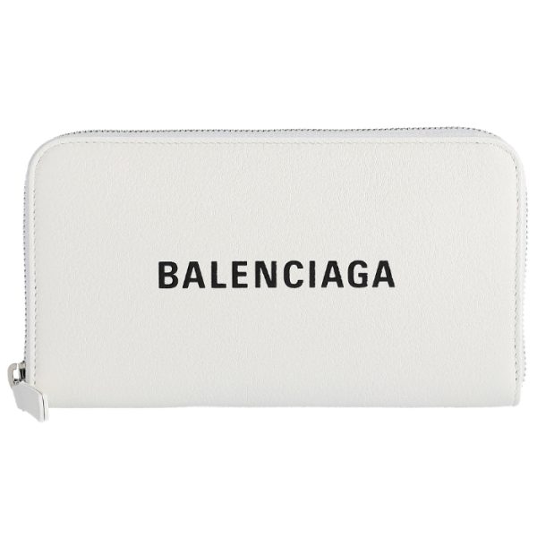 505052dlqhn9060 1 Balenciaga Everyday Long Wallet Round Zip White