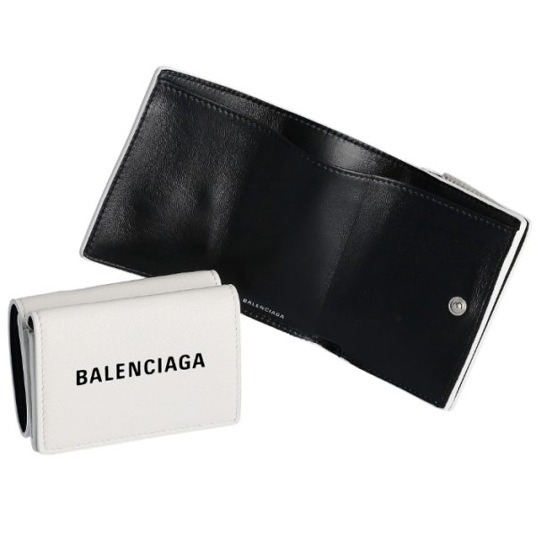 505055dlqhn9060 Balenciaga Everyday Trifold Mini Wallet White