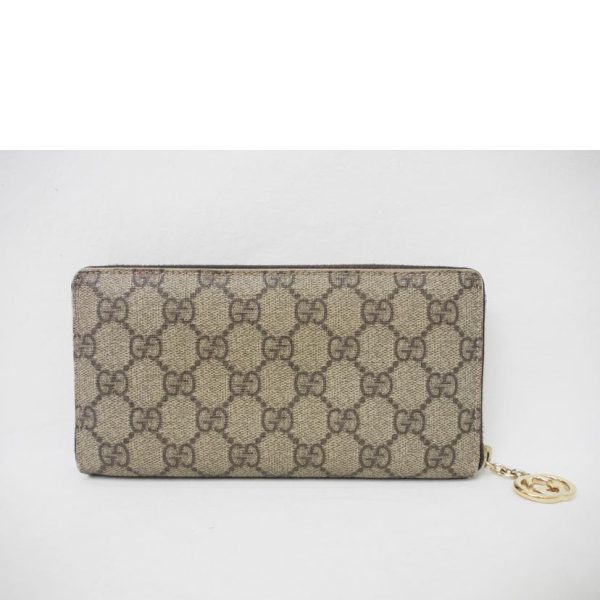 50512 1 Gucci GG Supreme Round Zipper Long Wallet Beige