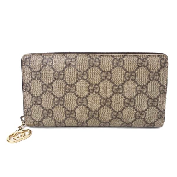 50512 2 Gucci GG Supreme Round Zipper Long Wallet Beige