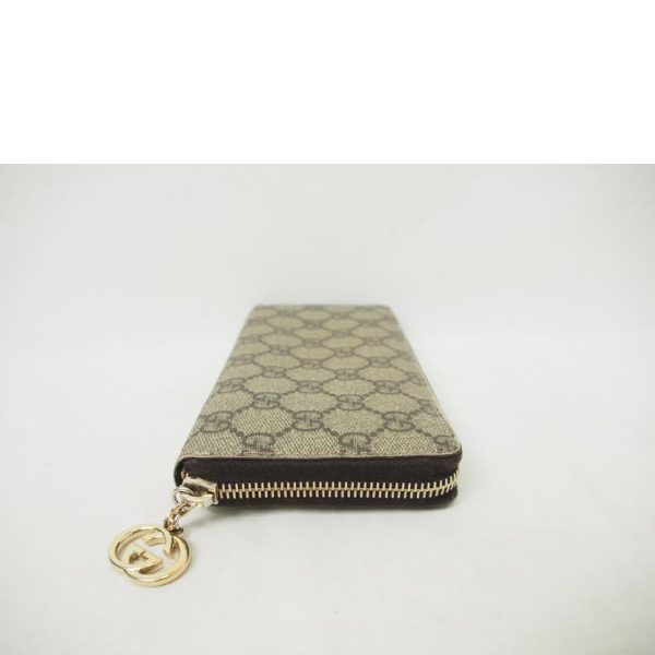 50512 3 Gucci GG Supreme Round Zipper Long Wallet Beige