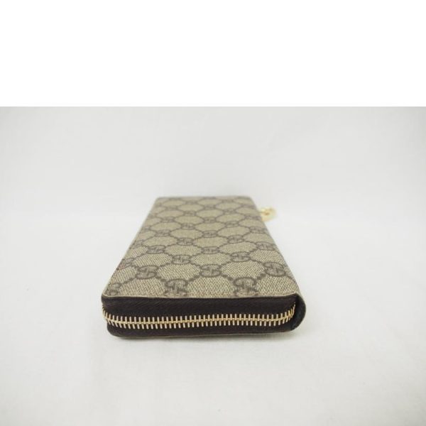 50512 4 Gucci GG Supreme Round Zipper Long Wallet Beige