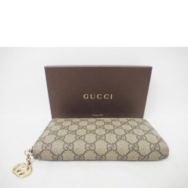 50512 8 Gucci GG Supreme Round Zipper Long Wallet Beige