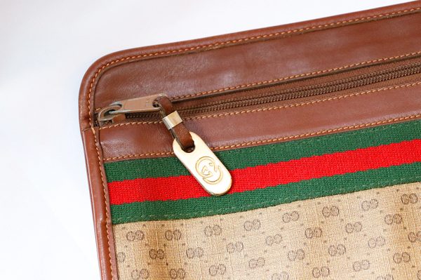 5056 3 Gucci GG Line Clutch Bag Brown