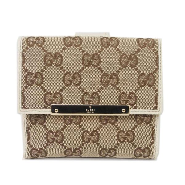 50802 1 Gucci GG Canvas 2 Fold Wallet Beige