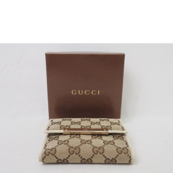 50802 9 Gucci GG Canvas 2 Fold Wallet Beige