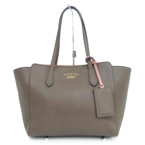 50810 1 Gucci Swing Leather Tote Bag Brown